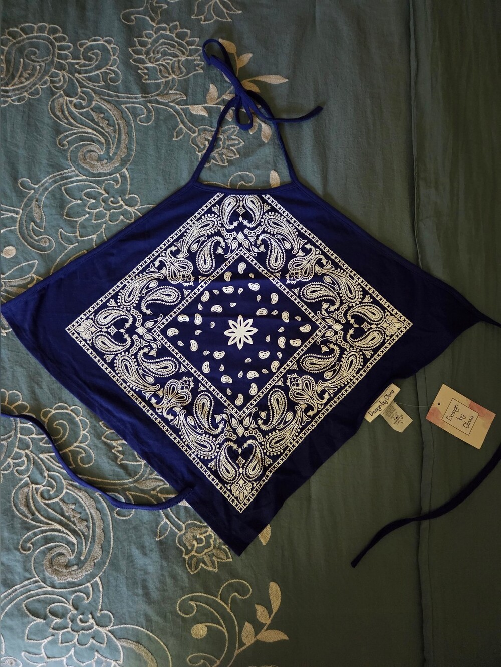 Blue Paisley Bandana Halter Top